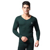 Seven wolves autumn clothing long trousers mens cotton thermal underwear set V-neck winter mens thin section bottoming cotton sweater 98146 light gray 3XL
