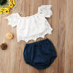 Cute Toddler Kids Girls Lace Tops Shirt Shorts 2Pcs Summer Outfits Set Clothes