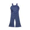 Kids Girls Bib Pants Bell-Bottom Trousers Ruffles Heart Romper Jumpsuit Outfits