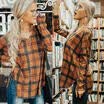 Womens Long Sleeve Plaid Baggy Shirt Tops Summer Casual Loose T Shirt Blouse