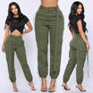 Womens Harem Cargo Trousers Cotton Pants Solid Punk Loose Long Sports