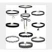 10Pcs Choker Necklace Set Stretch Velvet Classic Gothic Tattoo Lace Retro Black