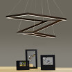 Baycheer HL487480 Triple Ring Chandelier Dark Brown 350W Brushed Aluminum SquareRectangular LED Chandelier