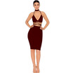 Sexy Shiny Strap Dress Set Crop Tops Slim Hip Mini Dress Women Party Nightclub Lace-up Bandage Bling Lady Cloth