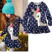 2015 Autumn Long Sleeve Baby Girls Toddler Kids Dress Deer Print Skirt 1-7Year