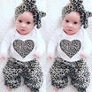 AU Stock Newborn Baby Girls Romper Leopard Pants Headband Outfits Clothes 0-24M