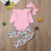 UK Newborn Infant Baby Girls Cotton Tops Romper Floral Pants Outfits Set Clothes