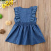Kids Baby Girl Dress Button Demin Gown Formal Party Dresses Summer Clothes