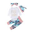 4pcs Newborn Kid Baby Girl Floral Clothes Jumpsuit Romper Bodysuit Pants Outfits