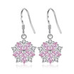Cute Romantic Pink Stone Flower Shape Convenient Hanging Drop Earrings Cubic Zirconia For Women Party Eardrop WHE269