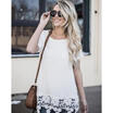 2018 Womens Summer Cotton Blouse Lace Short Sleeve Casual Tank Tops T-Shirt