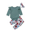 Newborn Baby Girls Bodysuit Romper Tops Floral Pants Outfits Set Clothes 3-18M