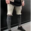 Mens Stretchy Ripped Skinny Biker Jeans Destroyed Taped Slim Fit Denim Pants