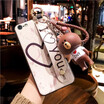 For iPhone8 Plus Phone Cases 2018 new Arrival Fashion Covers Soft TPU With Wristband Kickstand Hand rope Small Bear case