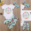 Newborn Infant Baby Girls Cotton Tops Romper Floral Pants Outfits Set Clothes US
