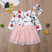 US Newborn Kids Baby Girls Dress Floral Party Dress Long Sleeve Dress Clothes