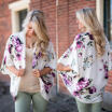 Mujeres Vintage Floral Beach Shawl Kimono Cardigan Boho Chiffon Tops Chaqueta Blusa