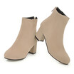 IDIFU Womens Chic Faux Suede Round Toe Medium Block Heel Side Zipper Ankle Boots