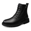 Mens Boots Fashion Casual Boots High Cut Shoes For Men Genuine Leather Martin Boots Black Size 38-46