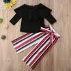 UK Toddler Baby Girls Off Shoullder Ruffle T-shirt TopsLong Pants Outfits Set