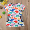 Casual Baby Girls Cotton Dinosaur Dress Outfits Summer T-shirt Clothes Sundress
