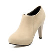 IDIFU Womens Dressy Faux Suede Round Toe Hidden Platform Side Zipper High Heel OL Ankle Booties