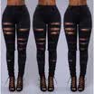 Women Denim Skinny Ripped Pants High Waist Stretch Jeans Long Pencil Trousers AU