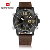 New Dual Display Quartz Digital Men Sports Watch Leather Strap Backlight Water-Proof Man Casual Wristwatch Chrono Military Watch
