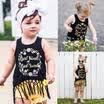 Kids Baby Girls Flower Sleeveless Cotton T-shirt Tops Tee Vest Clothes Sunsuit