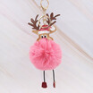 Cute Christmas Gift Deer Keychain for Women Pom Pom Ball Keychains