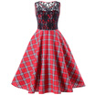 Lace Trim Plaid 50s Swing Dress