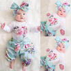 Newborn Baby Girls Floral Cotton Tops Romper Pants Headband Outfits Clothes UK