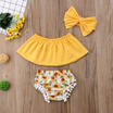 Newborn Kid Baby Girl 3pcs Clothes Shorts Headband Off Shouler Tops Outfit AU