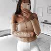AU Womens Casual Off Shoulder Blouse Top Long Sleeve Floral Loose Tops T Shirt