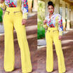 US Womens Casual Slim High Waist Flare Wide Leg Palazzo Long Trousers Pants