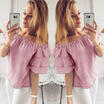 Women Off Shoulder Top Long Sleeve Pullover Casual Blouse Summer Loose Shirt