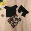 Toddler Kids Baby Girl Off Shoulder Tops Leopard Sheath Dress Skirt Clothes 1-6Y