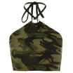 Women Crop Tank Top Strap Backless Party Club Camo Vest Top Blouse Shirt Summer
