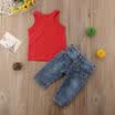 2PCS Toddler Baby Girl Vest TopsRipped Jeans Leggings Summer Outfits Clothes US