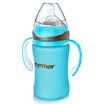 Aynmer AYM-9635 Recién nacido botella de vidrio de boca ancha con funda de silicona Biberón a prueba de gotas Productos para bebés anti-flatulencia Azul 220 ml