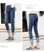 2018 autumn&winter new elastic womens jeans stretch slim with fleece thickened hem small straight tube jeans women N0005