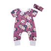 Adorable Newborn Baby Girl Romper Floral BodysuitHeadband 2PCs Clothes 0-24M UK