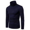 Mens fashion plain 100 cotton casual long-sleeved ribbed high-neck T-shirt top