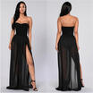 Sexy Women Side Split Mesh Skirt See-through Beach Party Mesh Maxi Skirts Black
