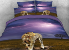3D Leopard&Rainstorm Printed Cotton 4-Piece Bedding Sets