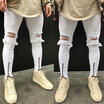 Mens Distressed Ripped Destroyed Wash Denim Zipper Ankle Skinny Jeans