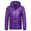 Mens Fashion Casual Solid Color Hoodied Side Pockets Long Sleeve Padded Down Jacket