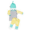 Newborn Baby Girls Boys Long Sleeve Striped Tops T-shirt Pants Hat 3pcs Outfits