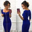 Womens Zipper Half Sleeve Knee-Length bodycon Lady Evening Cocktail Party Dress