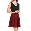 New Women Short Sleevesless Cute Mini Dress Color Block Casual Party Dress